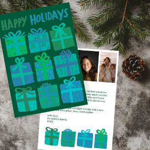 HAPPY HOLIDAYS Gifts Christmas CUSTOM 3 Photos  Holiday Card