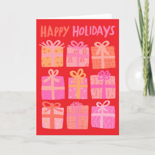 HAPPY HOLIDAYS Gifts Christmas CUSTOM Pink Cute  Holiday Card