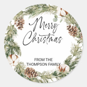 Happy Holidays Gifts Envelopes Christmas Present C Classic Round Sticker