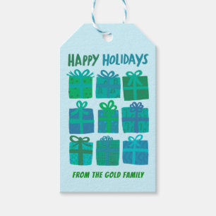 HAPPY HOLIDAYS Gifts Presents Christmas CUSTOM Gift Tags