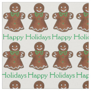Happy Holidays Gingerbread Cookie Christmas Treats Fabric