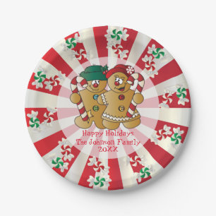 Happy Holidays Gingerbread Couple   DIY Text Paper Plate