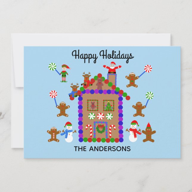Happy Holidays Gingerbread House #2 Holiday Card (Front)