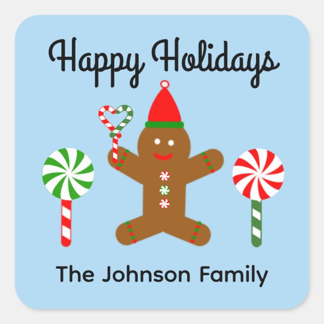 Happy Holidays Gingerbread Man #1 Stickers (Front)