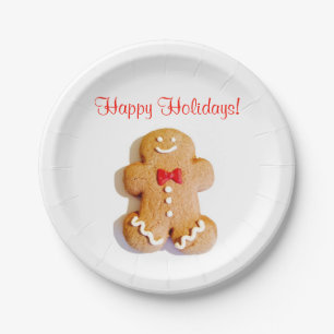 Happy Holidays Gingerbread Man 4Bernie Paper Plate