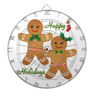 Happy Holidays Gingerbread Man Boy Girl Dartboard