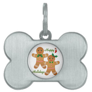 Happy Holidays Gingerbread Man Boy Girl Pet Tag