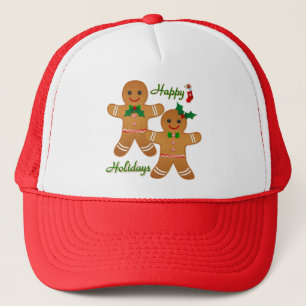 Happy Holidays Gingerbread Man Boy Girl Trucker Hat