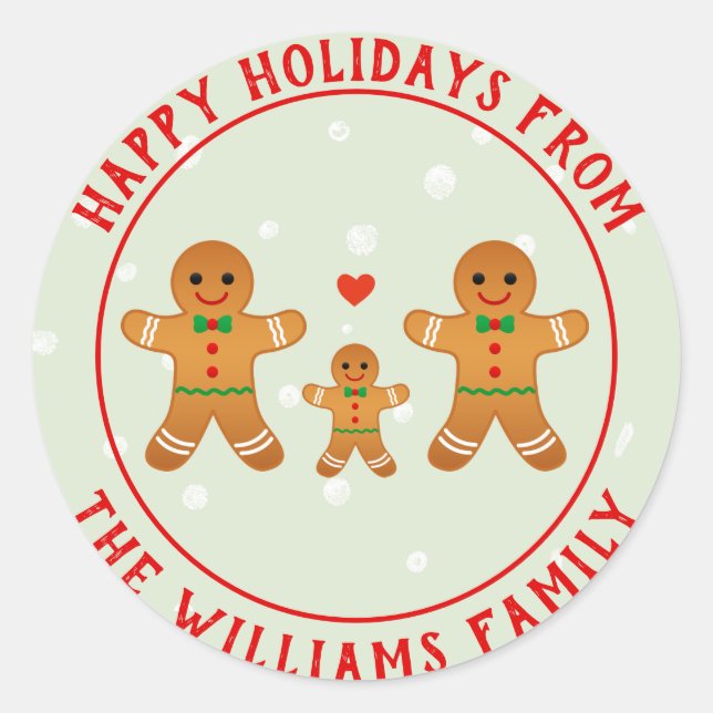 Happy Holidays! Gingerbread Man Christmas Classic Round Sticker (Front)