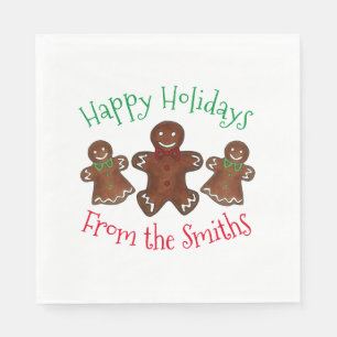 Happy Holidays Gingerbread Man Christmas Cookies Napkin