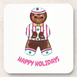Happy Holidays Gingerbread Man Coaster