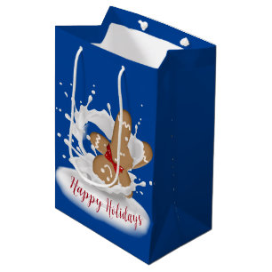 Happy Holidays Gingerbread Man in Milk Medium Gift Bag