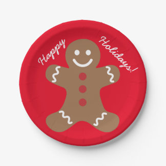 Happy Holidays Gingerbread Paper Plate