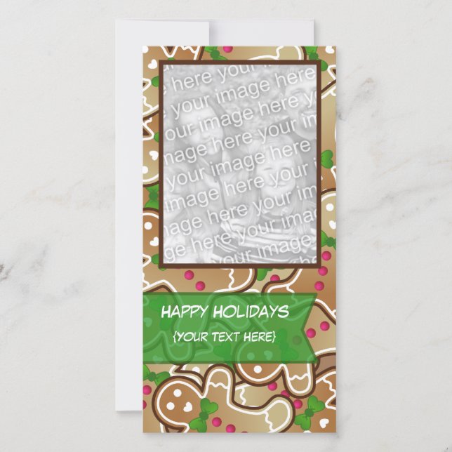 "Happy Holidays" Gingerbread PhotoCard Holiday Card (Front)