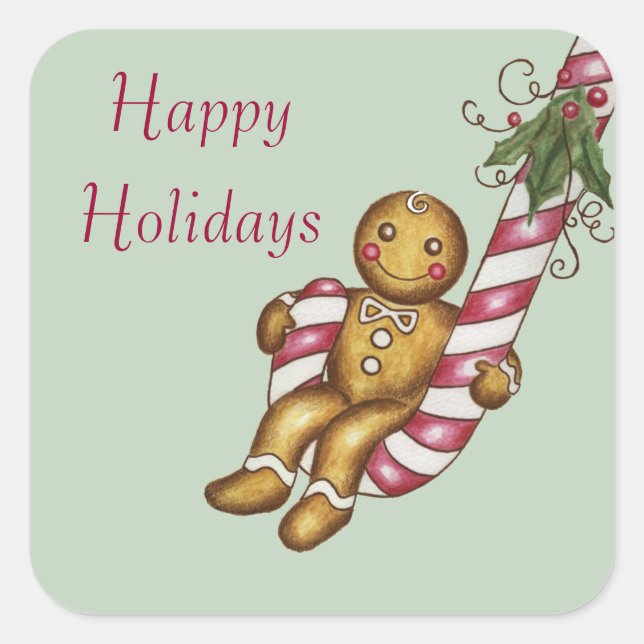 Happy Holidays Gingerbread Stickers (Front)