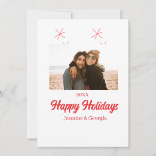 Happy holidays girls family photo gifts Christmas  Holiday Card