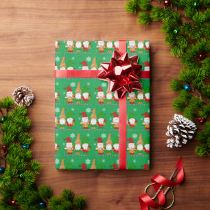 Happy Holidays Gnomes and Snowflakes Christmas  Wrapping Paper