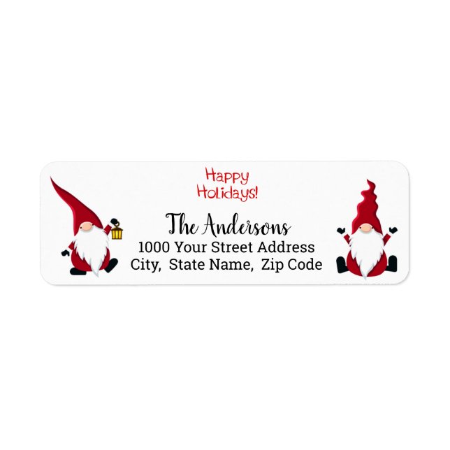 Happy Holidays Gnomes Return Adresse Label (Devant)