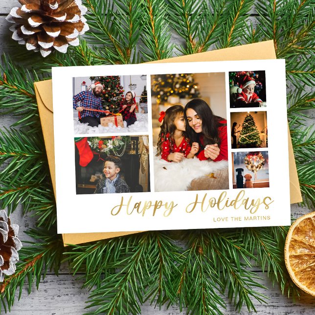 Happy Holidays Gold 6 Carte photo (Créateur téléchargé)