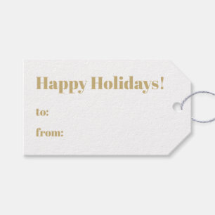 Happy Holidays gold and white to from minimalist Gift Tags