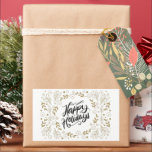 Happy Holidays Gold Floral with Branches & Blooms Sticker<br><div class="desc">Send out this neutral Happy Holidays greeting to a teacher,  friend,  or co-worker.</div>