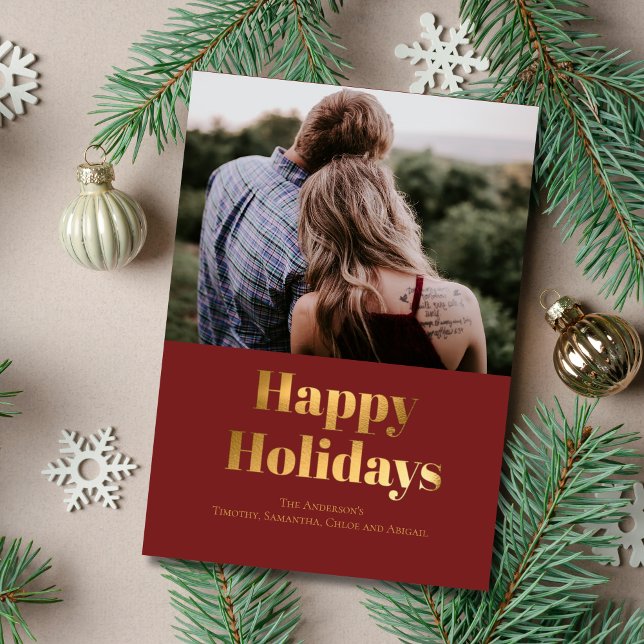 Happy Holidays Gold Foil Photo Card Personalize (Happy Holidays Gold Foil Card Personalized)