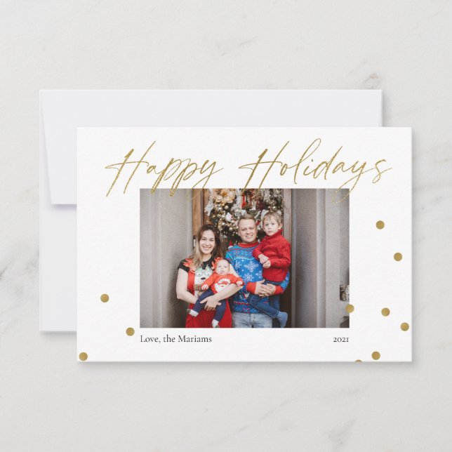 Happy Holidays Gold Fun Confetti Modern Postcard (Front)