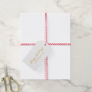 Happy Holidays Gold Script Gift Tags