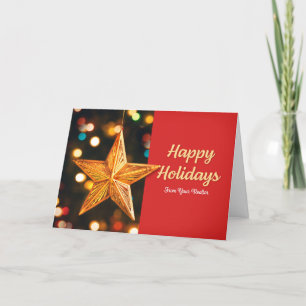 Happy Holidays Gold Star From Realtor Ornament  Holiday Card