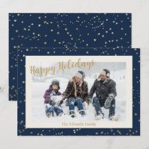 Happy Holidays Gold Stars Border Photo