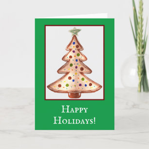 Happy Holidays Golden Christmas Tree  Card
