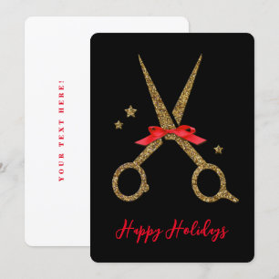 Happy Holidays - Golden glitter Hair Stylist card