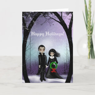 Happy Holidays Goth Couple Greeting Card