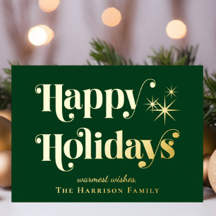 Happy Holidays Green Christmas Foil Holiday Card