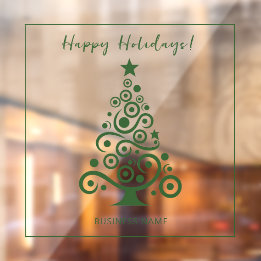 Happy Holidays Green Christmas Tree Decoration Window Cling