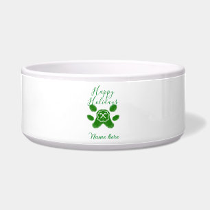 Happy holidays green dog pet paw candy cane animal