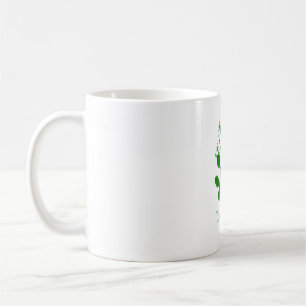 Happy holidays green dog pet paw candy cane animal coffee mug