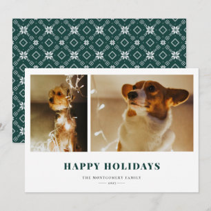 Happy Holidays Green Fair Isle Photo Holiday Card