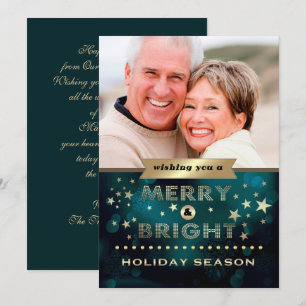 Happy Holidays. Green Gold Christmas Photo  Holiday Card