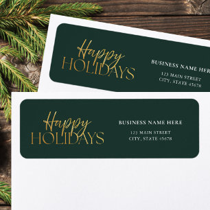 Happy Holidays Green Gold Return Address