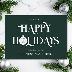 Happy Holidays Green Modern Logo Business Holiday Card