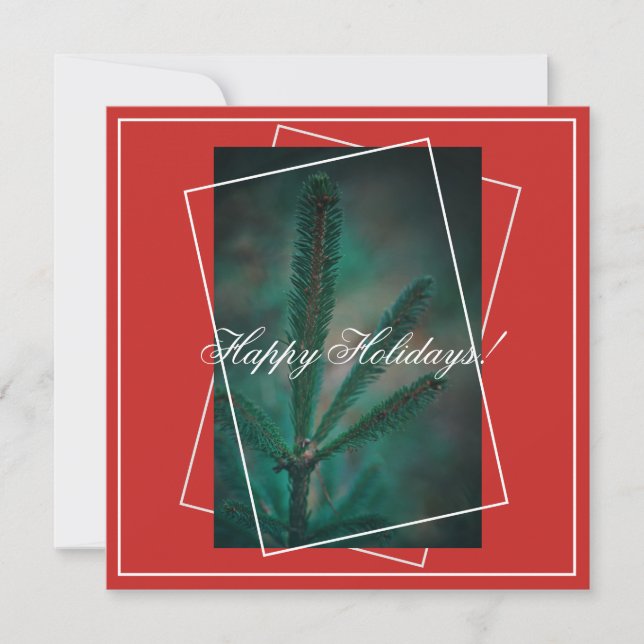 Happy Holidays Green Pine Fir Tree Greeting Card (Front)