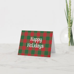 Happy Holidays Green & Red Plaid Card