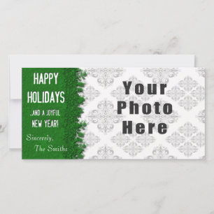 Happy Holidays Green Snowflake Holiday Card