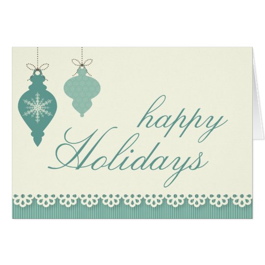 Happy Holidays Greeting Card - Blue Ornaments