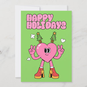 Happy Holidays - Groovy Heart of the Season Holiday Card
