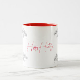Happy Holidays Hand drawn Pine Cone Generic Two-Tone Coffee Mug
