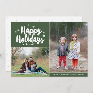 Happy Holidays Hand Lettered 2 Photo Holiday