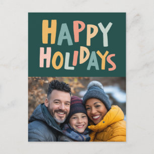 HAPPY HOLIDAYS Handmade Custom PHOTO Christmas Holiday Postcard