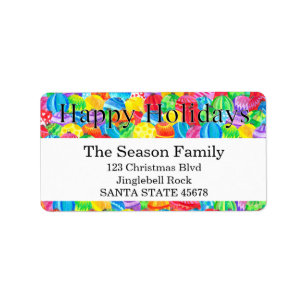 Happy Holidays handpainted watercolor  label